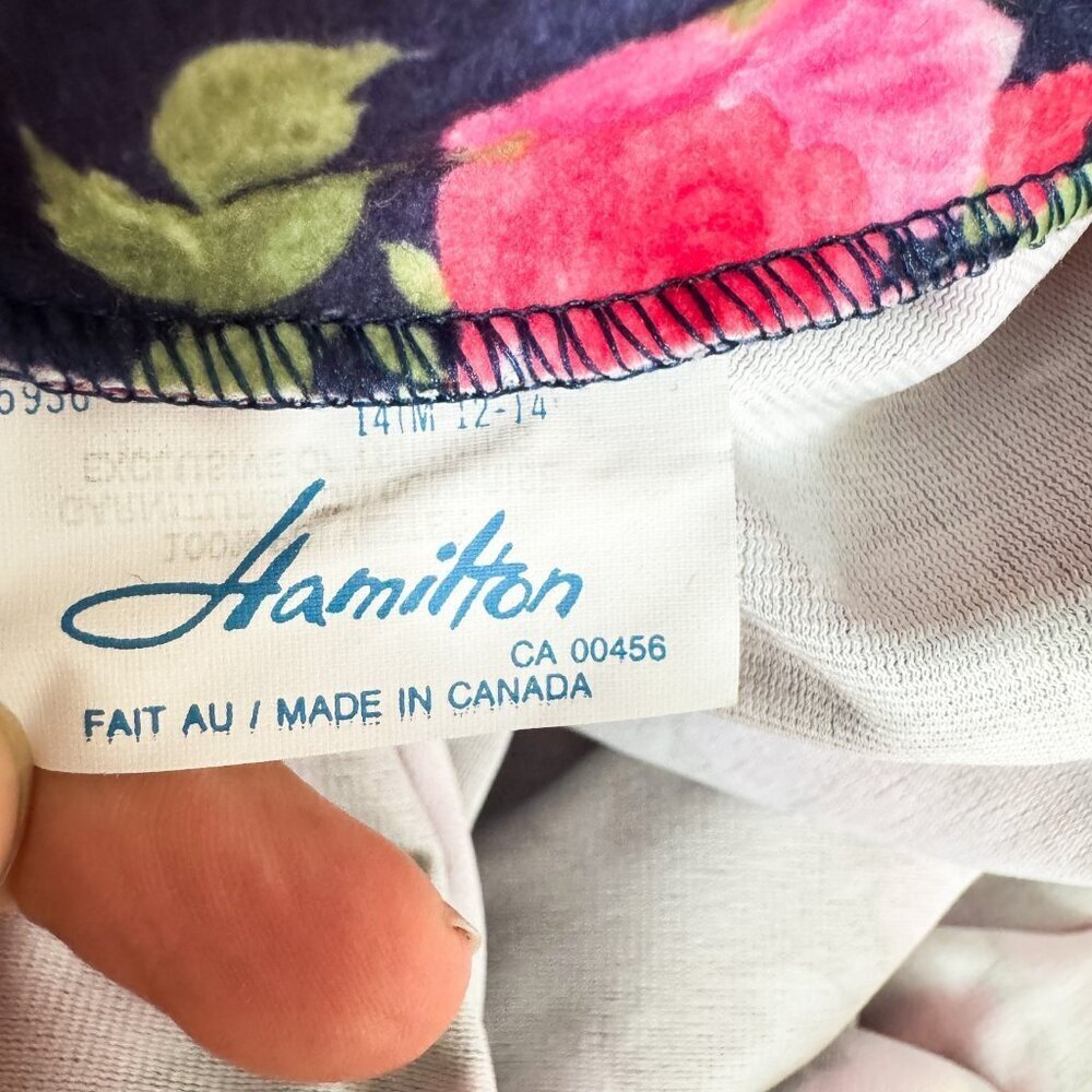 Vintage Hamilton Blue Pink Florals Long Sleeve Nightgown M - Picture 8 of 8